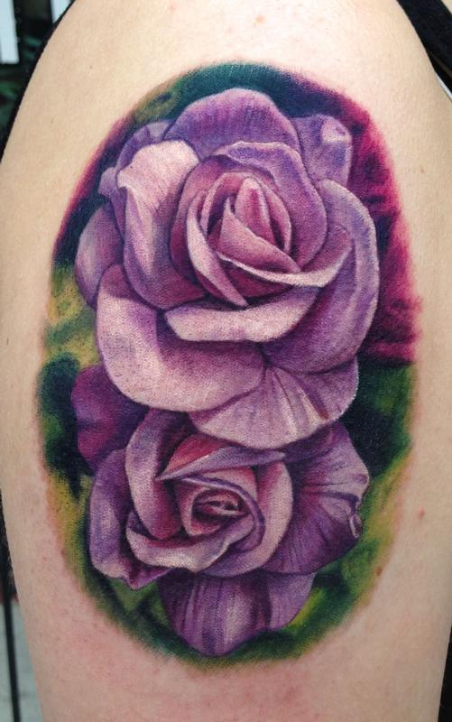 Unify Tattoo Company : Tattoos : Realistic : Purple Roses